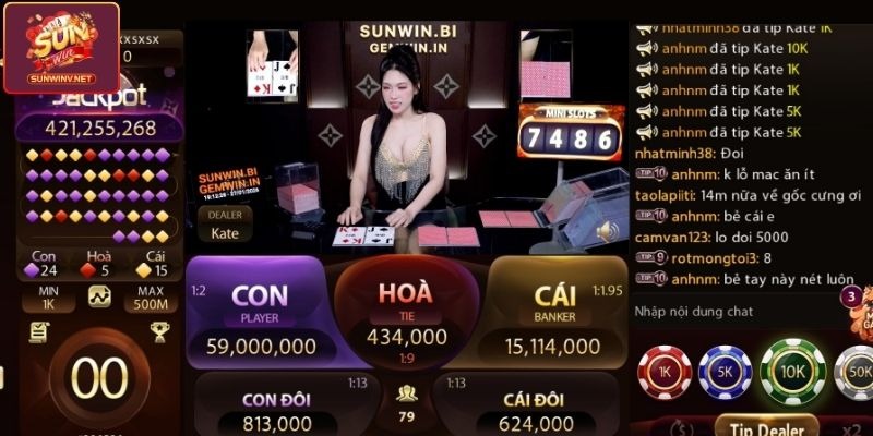 Các cửa cược và tỷ lệ trả thưởng trong game Casino Baccarat